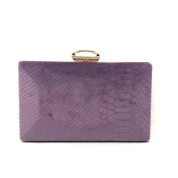 D'Margeaux Handbags - D'MARGEAUX🌺Lavender Snake Suede Clutch